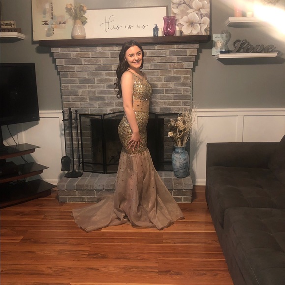 Gold/ Nude Prom Dress - Picture 5 of 5